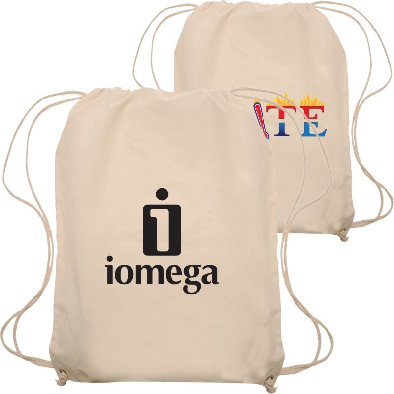 Custom Natural Bags Lightweight Cotton Drawstring Backpacks