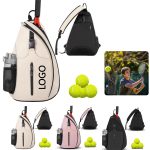 Custom Oxford Fabric Sling Backpack With Racket Pocket For Tennis And Pickleball