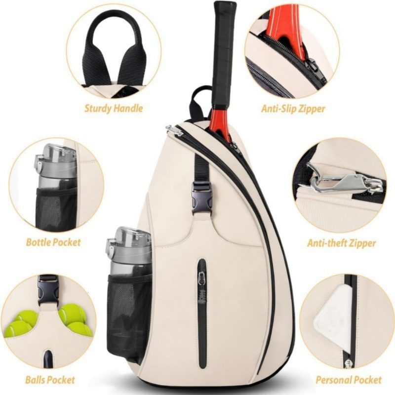 Custom Oxford Fabric Sling Backpack With Racket Pocket For Tennis And Pickleball - 2