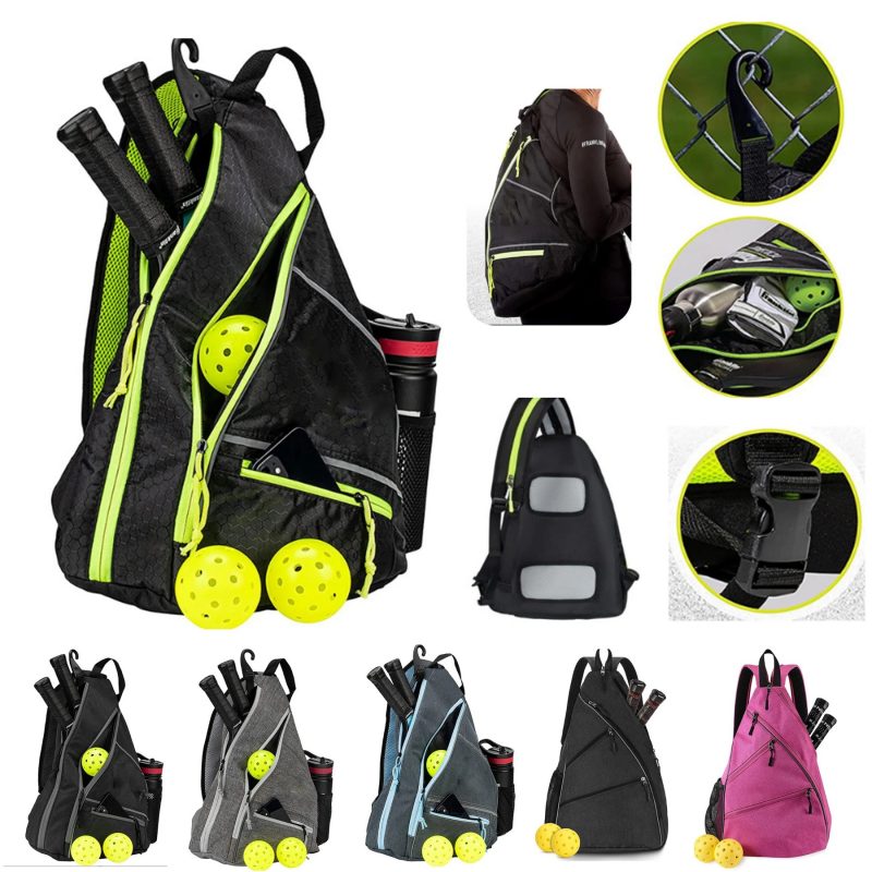 Custom Pickleball Backpack Adjustable Sling Bag With Fence Hook