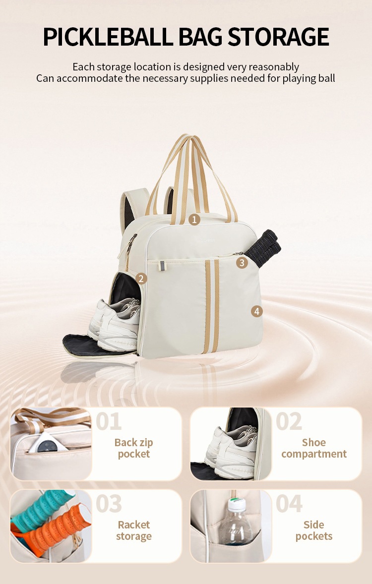 Custom Pickleball & Racquet Sports Backpack Large-Capacity Dedicated Shoe Compartment Pickleball Tennis - 4