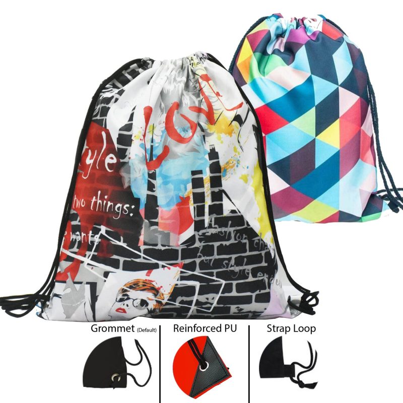 Custom Premium 210D Polyester Sublimated Drawstring Cinch Up Backpack (15" x 18") - 1