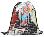 Custom Premium 210D Polyester Sublimated Drawstring Cinch Up Backpack (15" x 18") - 2