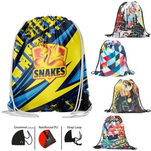 Custom Premium 210D Polyester Sublimated Drawstring Cinch Up Backpack (15" x 18")