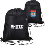 Custom Premium Drawstring Side Mesh Backpack w/ Earphone Outlet & Front Zipper Pocket (14" x 18")
