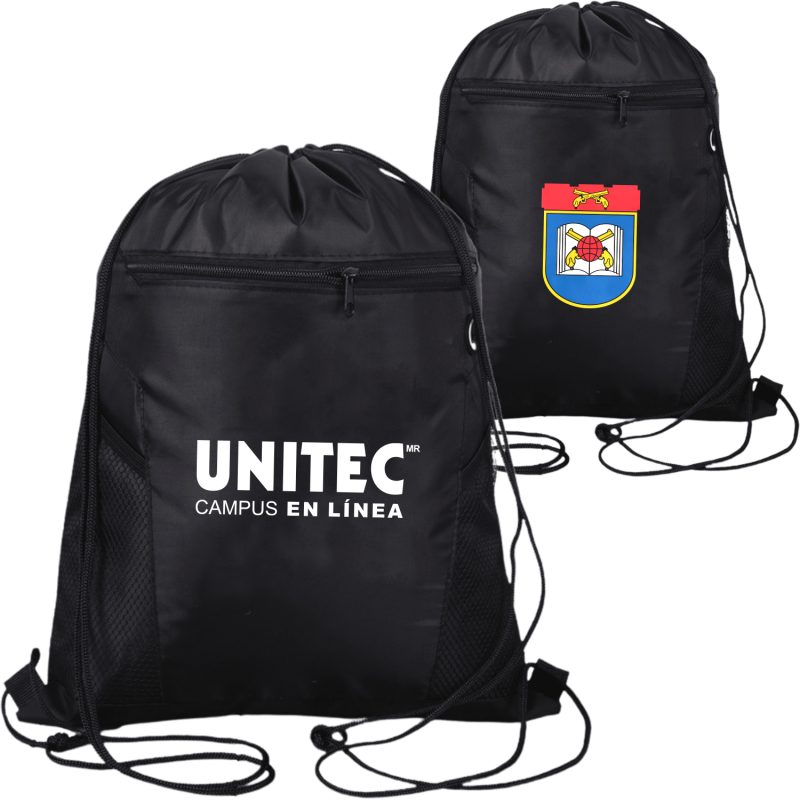 Custom Premium Drawstring Side Mesh Backpack w/ Earphone Outlet & Front Zipper Pocket (14" x 18")