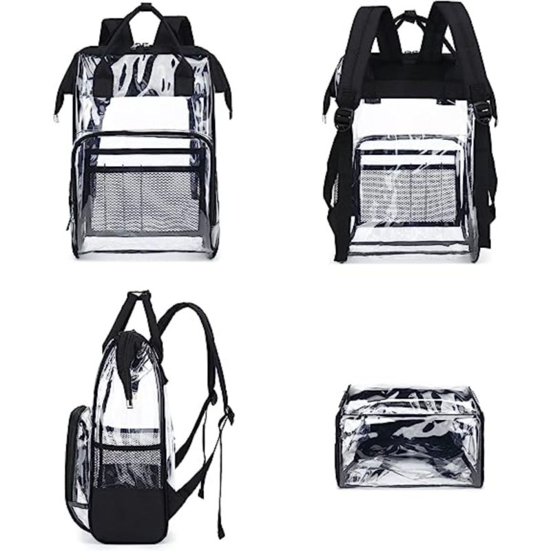 Custom Premium Heavy Duty Clear PVC Transparent Backpack (15.5"x10"x5") - 6
