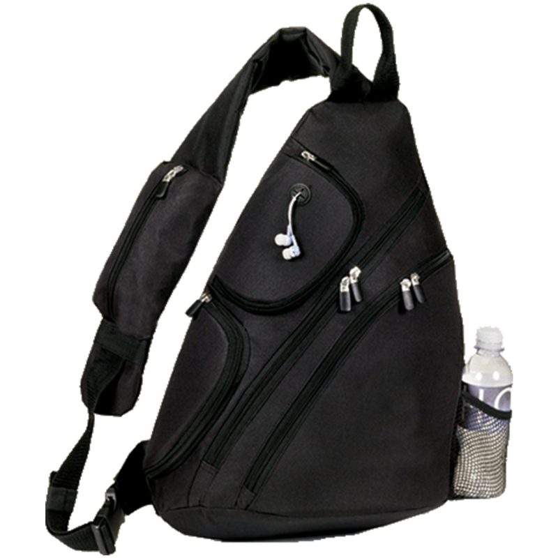 Custom Premium Sporty Urban Sling Crossbody Backpack w/ Earphone Outlet (14"W x 18"H x 5"D) - 3