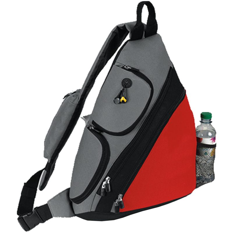 Custom Premium Sporty Urban Sling Crossbody Backpack w/ Earphone Outlet (14"W x 18"H x 5"D) - 4