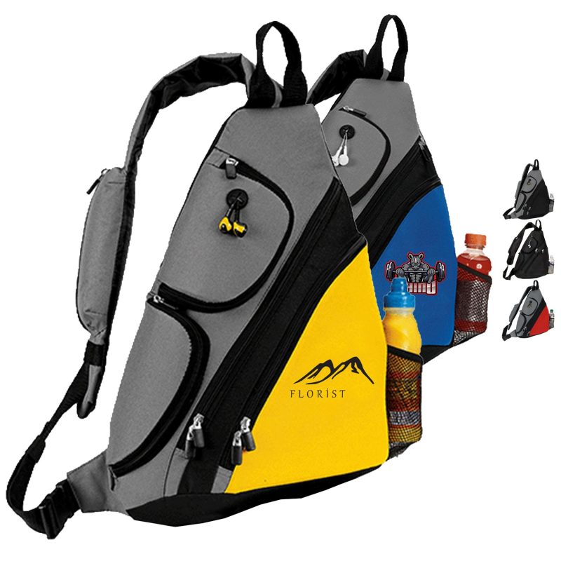 Custom Premium Sporty Urban Sling Crossbody Backpack w/ Earphone Outlet (14"W x 18"H x 5"D)