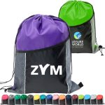 Custom Premium Tri Color Drawstring Backpack w/ Side Mesh Pocket Bag (14" x 18")