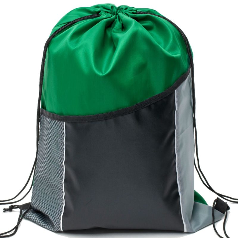 Custom Premium Tri Color Drawstring Backpack w/ Side Mesh Pocket Bag (14" x 18") - 8