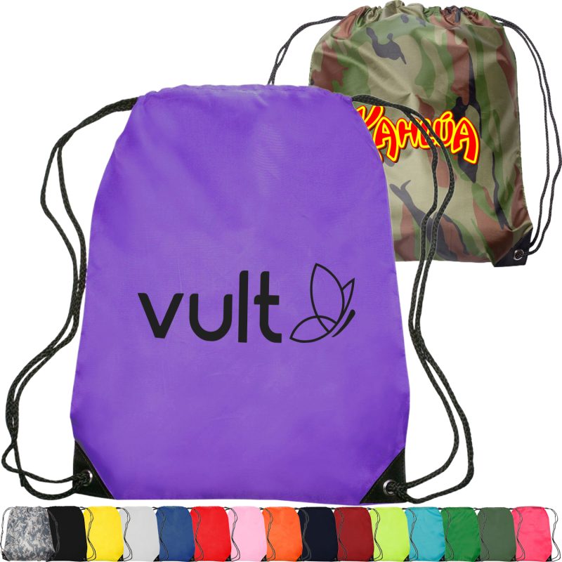 Custom Quick Ship Drawstring Backpack with Reinforced Corners (14" x 18")