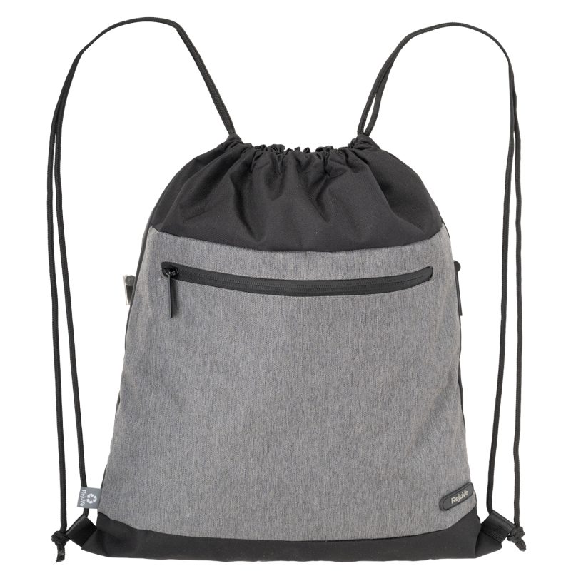 Custom RejuVe® MILANO Recycled Heather Modern Sleek Drawstring Bag - 6