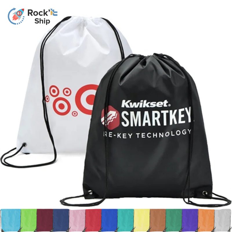 Custom Rock'it 3-Day Premium 210D Polyester Drawstring Backpack