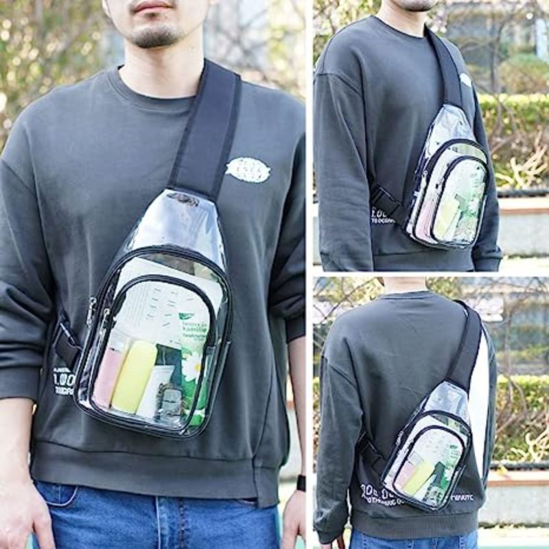 Custom Sling Travel Clear PVC Transparent Cross Body Backpack - 7