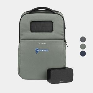 Custom Solgaard® Recycled Lifepack Backpack w/ Solarbank Boombox