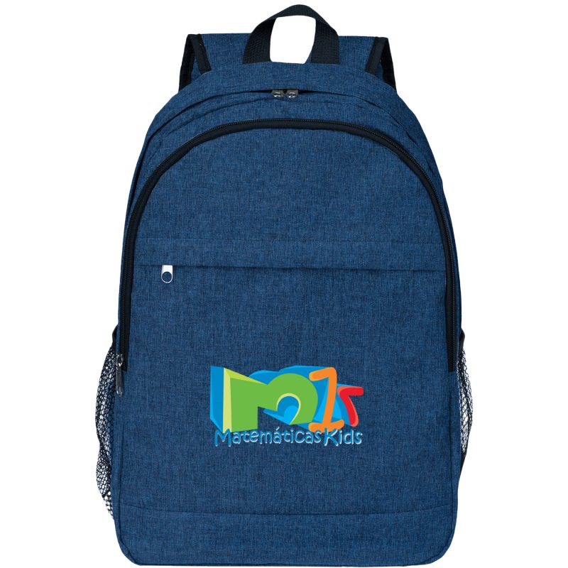Custom Solid Color Heather Lite Laptop Backpack W/ Braided Handle - 2