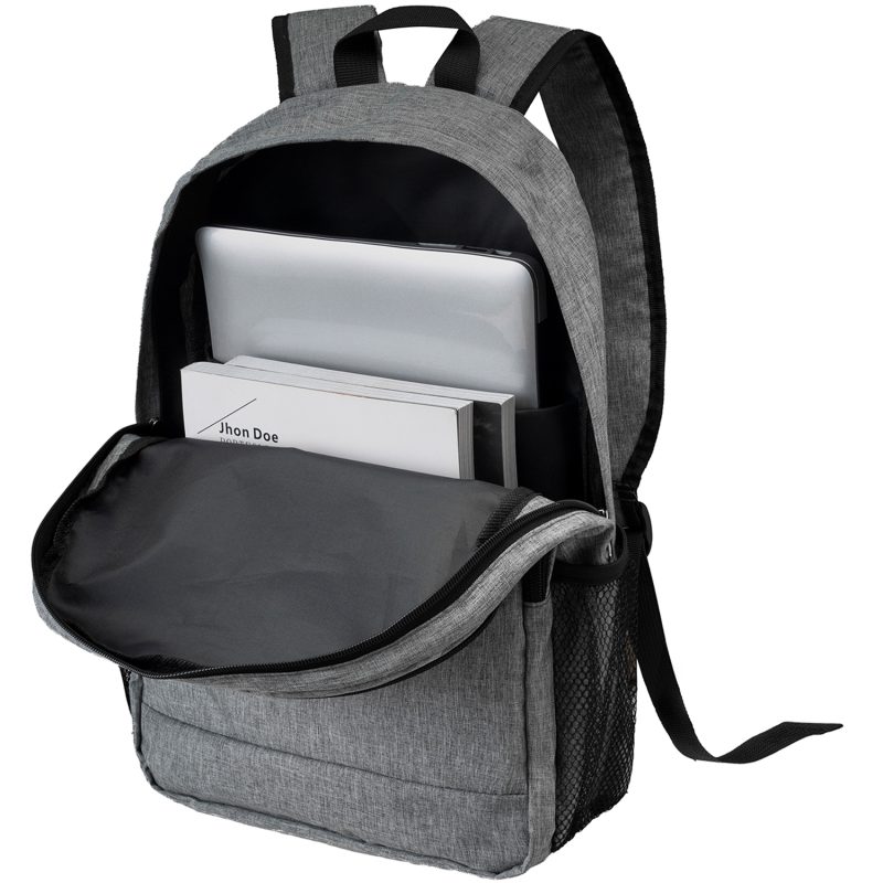 Custom Solid Color Heather Lite Laptop Backpack W/ Braided Handle - 3