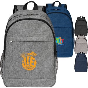 Custom Solid Color Heather Lite Laptop Backpack W/ Braided Handle