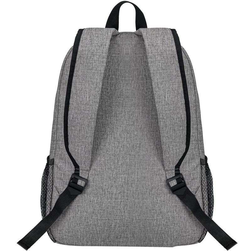 Custom Solid Color Heather Lite Laptop Backpack W/ Braided Handle - 4