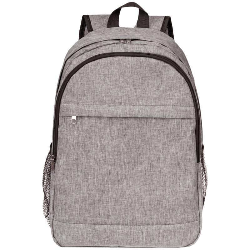 Custom Solid Color Heather Lite Laptop Backpack W/ Braided Handle - 8