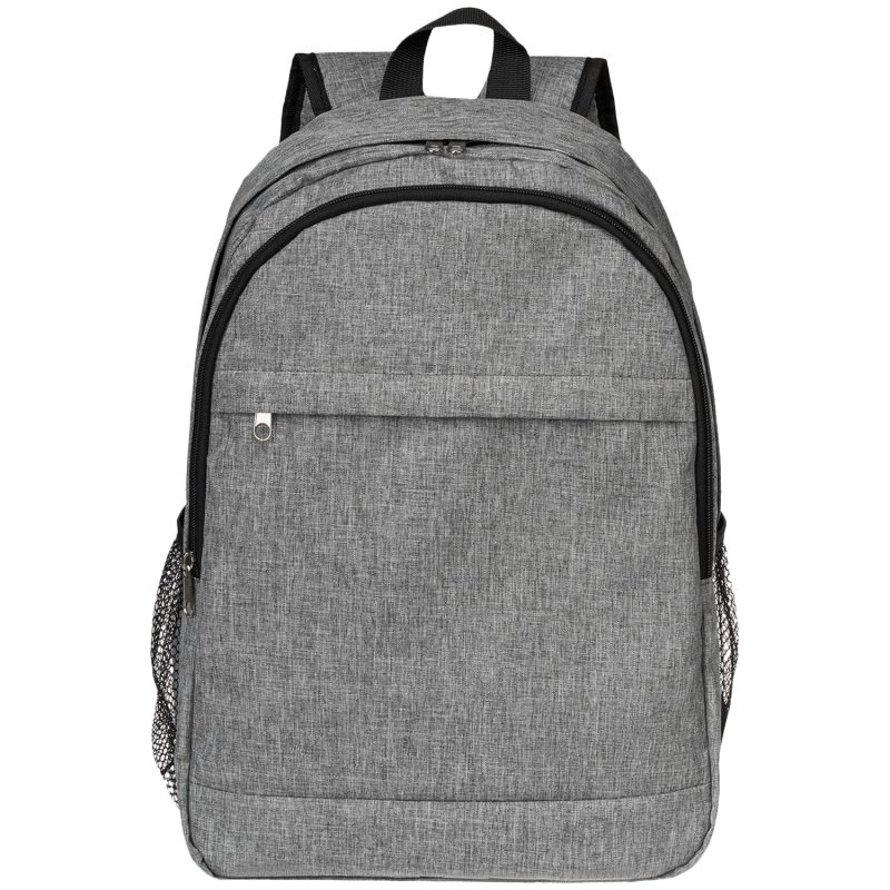 Custom Solid Color Heather Lite Laptop Backpack W/ Braided Handle - 9