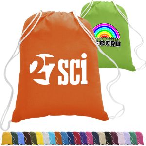 Custom Sporty Canvas Drawstring Backpack w/ Custom Logo 14" X 18"