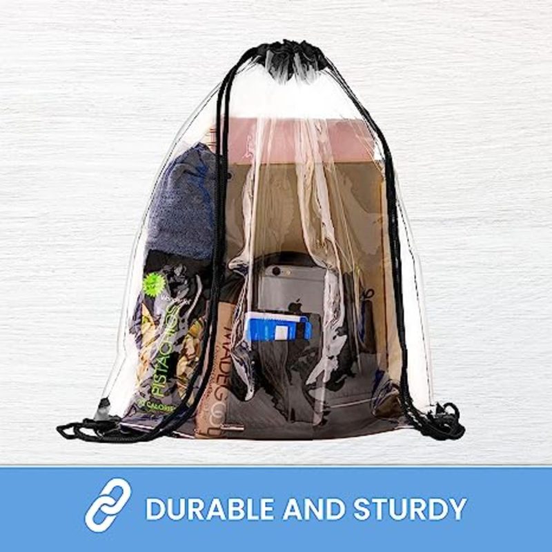 Custom Stadium Approved Clear PVC Drawstring Cinch Sack Backpack - 2