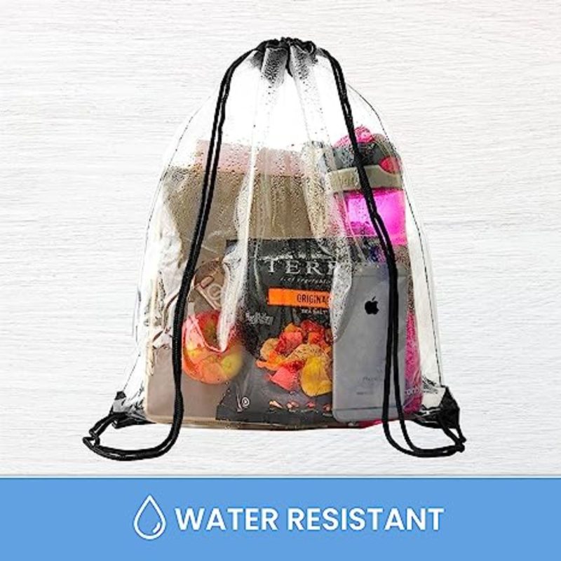Custom Stadium Approved Clear PVC Drawstring Cinch Sack Backpack - 3