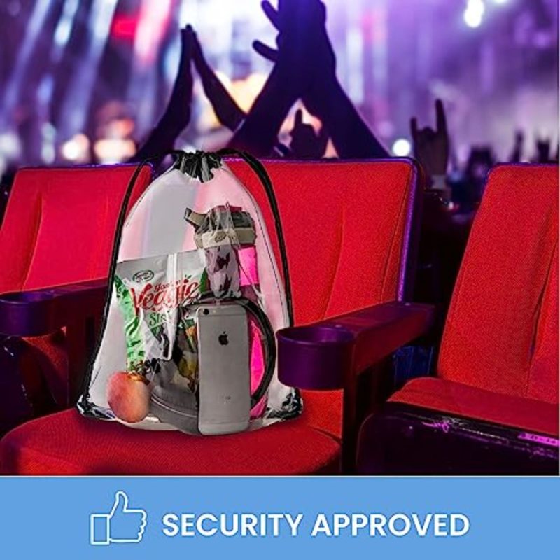 Custom Stadium Approved Clear PVC Drawstring Cinch Sack Backpack - 9
