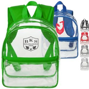 Custom Stadium Approved Heavy Duty Cold-Resistant Clear Bag Transparent PVC Backpack (11.5"x9.5")