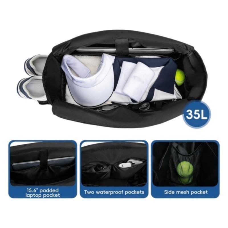 Custom Tennis Handbag Shoe Compartment Backpack Men Women Waterproof Pickleball Tote Bag - 3