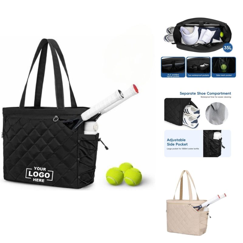 Custom Tennis Handbag Shoe Compartment Backpack Men Women Waterproof Pickleball Tote Bag
