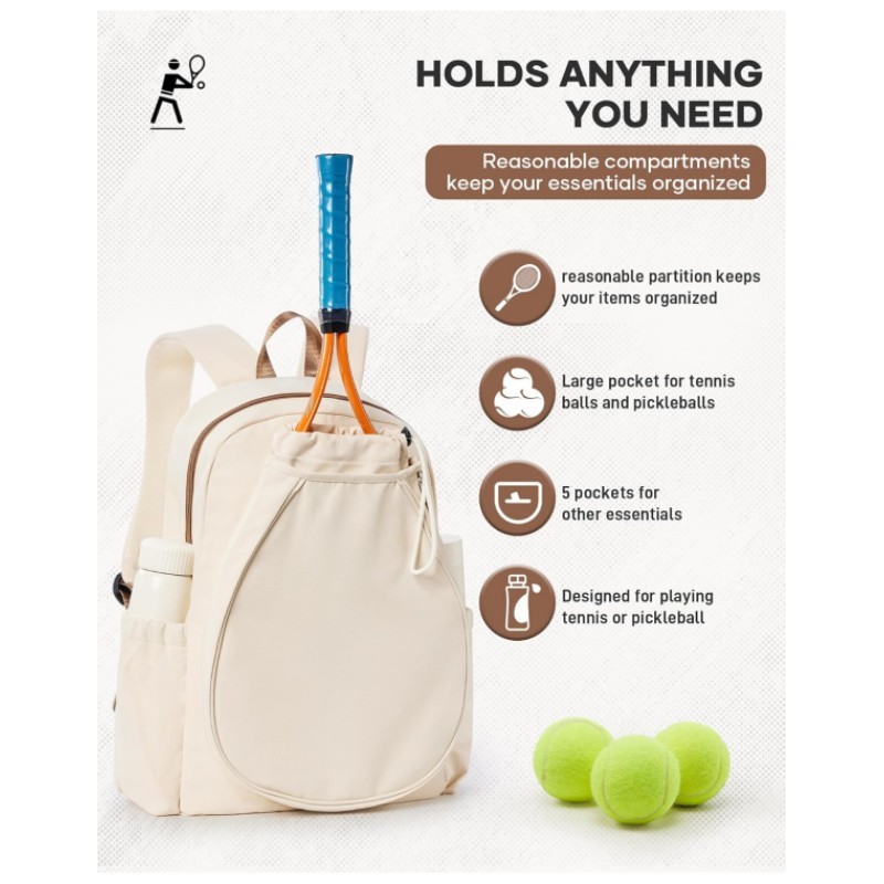 Custom Tennis Pickleball Double-Shoulder Backpack - 2
