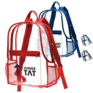 Custom Translucent Trek Clear Stadium Backpack w/ Mesh pocket (12" x 16" x 5")