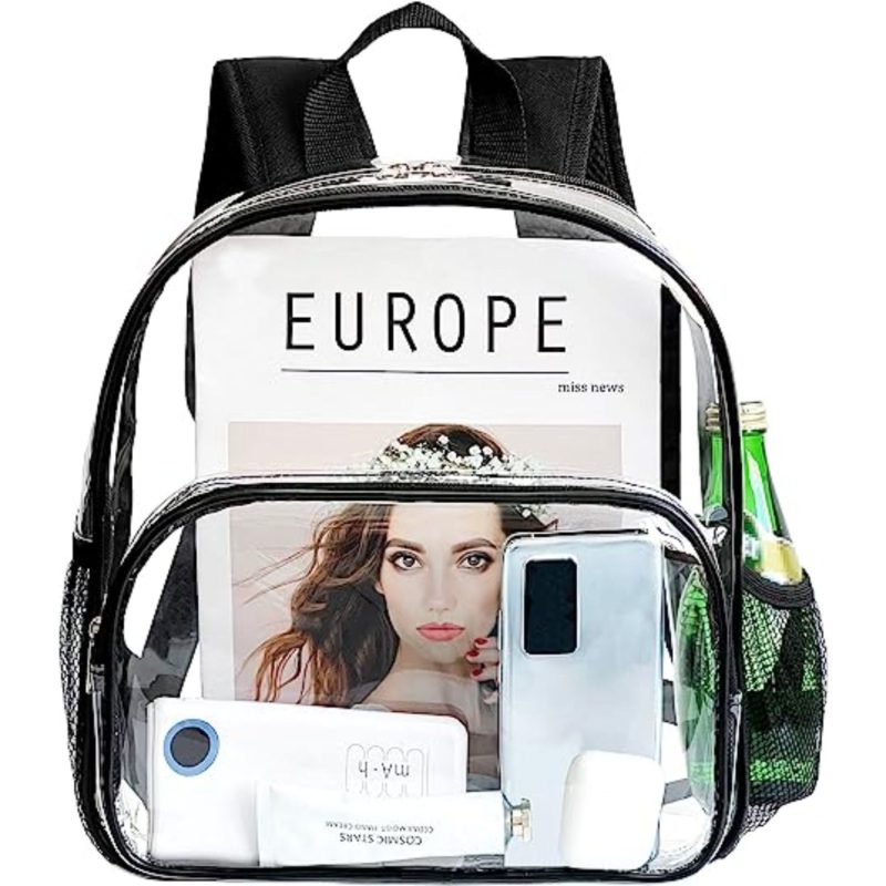 Custom Travel Heavy Duty Clear Bag PVC Transparent Backpack (12"x6") - 2