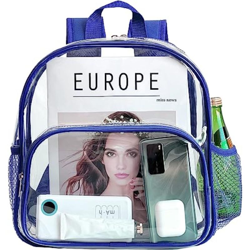 Custom Travel Heavy Duty Clear Bag PVC Transparent Backpack (12"x6") - 3
