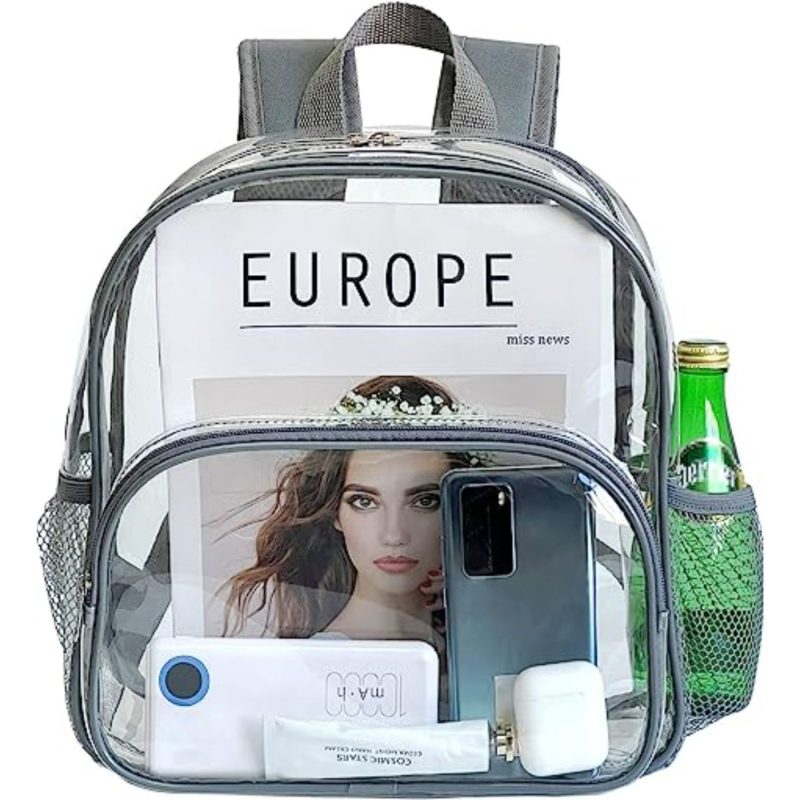 Custom Travel Heavy Duty Clear Bag PVC Transparent Backpack (12"x6") - 4