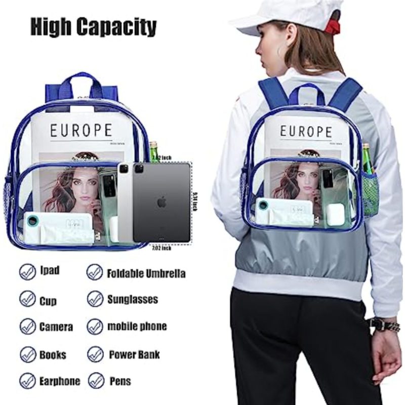 Custom Travel Heavy Duty Clear Bag PVC Transparent Backpack (12"x6")