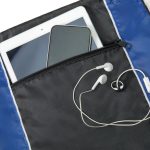 Custom Tri-Color Drawstring Backpack with Earphone Slot & Front Zipper (14" x 18") - 2