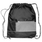 Custom Tri Color Front Pocket Drawstring Backpacks w/ Custom Imprint - 1