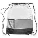 Custom Tri Color Front Pocket Drawstring Backpacks w/ Custom Imprint - 4