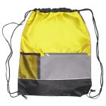 Custom Tri Color Front Pocket Drawstring Backpacks w/ Custom Imprint - 7