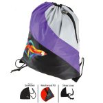 Custom Tri Color Premium Drawstring Bag with Zipper Pocket