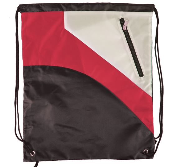 Custom Tri Color Premium Drawstring Bag with Zipper Pocket - 3
