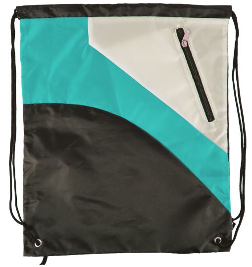 Custom Tri Color Premium Drawstring Bag with Zipper Pocket - 4