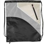 Custom Tri Color Premium Drawstring Bag with Zipper Pocket - 5