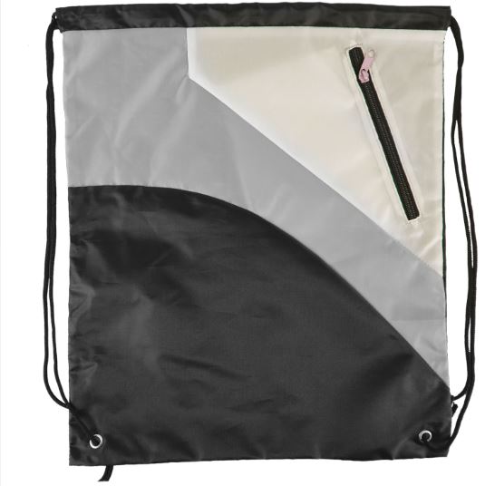 Custom Tri Color Premium Drawstring Bag with Zipper Pocket - 5