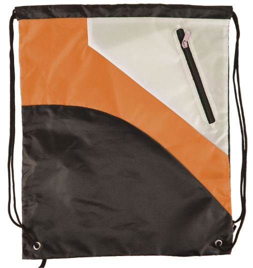 Custom Tri Color Premium Drawstring Bag with Zipper Pocket - 6